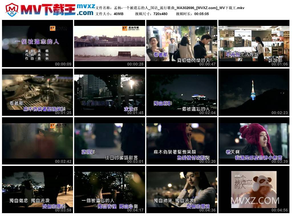 孟杨-一个被遗忘的人_国语_流行歌曲_MA302696